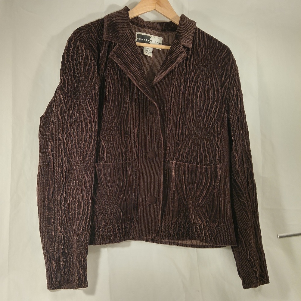 Rhonda Stark Brown Button Front Blazer Jacket M